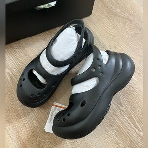 NWT Crocs Black Phaedra Heeled Sandals Clogs Womens 10 Mens 8 Black